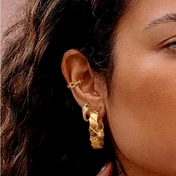 14KGP CZ snake earrings - Picture 3 of 5